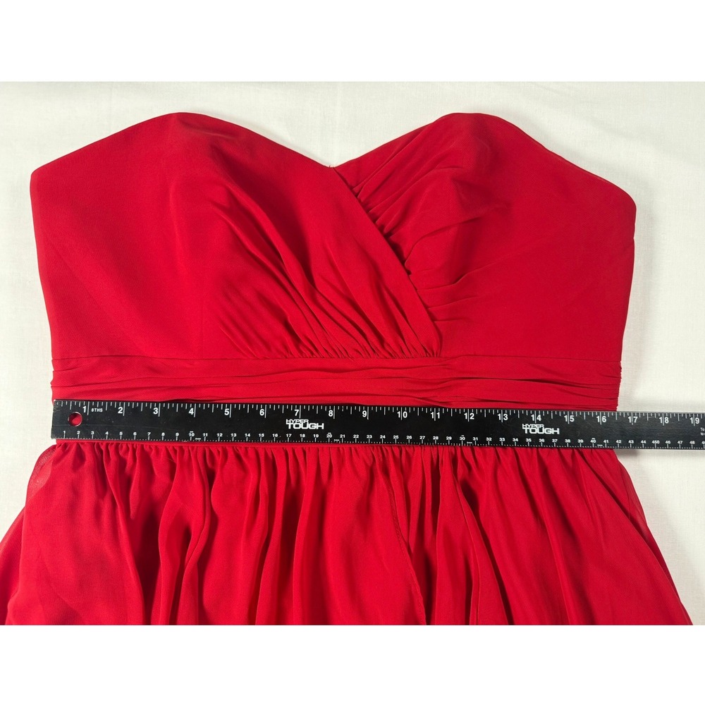 Alfred Angelo Red Strapless Chiffon Cocktail Dress Size 14 - Picture 6 of 10